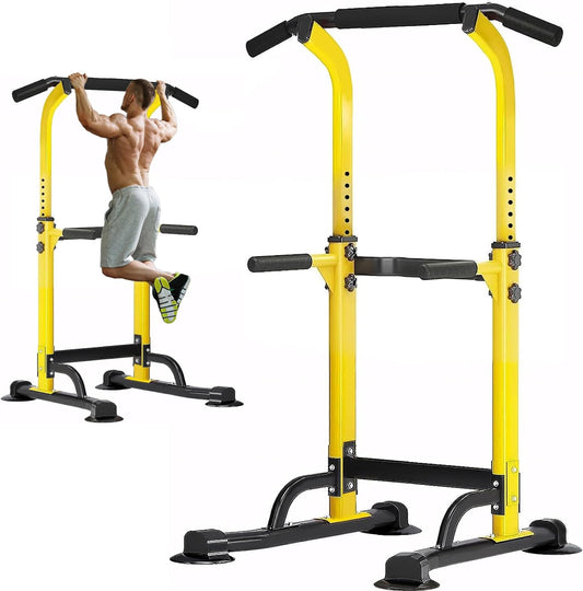 Power Tower Pull Up Bar Station, Free Standing Pull Up Rack Dip Station for Home Gym, Height Adjustable Home Strength Training Fitness Workout Equipment