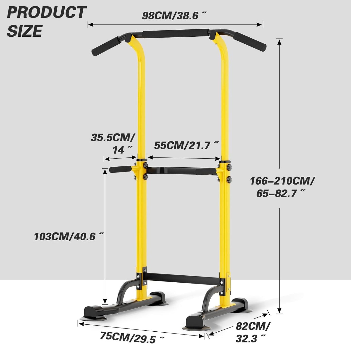Power Tower Pull Up Bar Station, Free Standing Pull Up Rack Dip Station for Home Gym, Height Adjustable Home Strength Training Fitness Workout Equipment