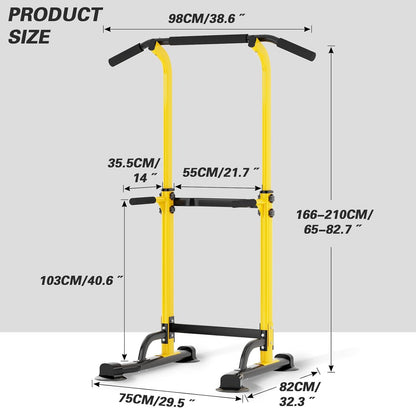 Power Tower Pull Up Bar Station, Free Standing Pull Up Rack Dip Station for Home Gym, Height Adjustable Home Strength Training Fitness Workout Equipment