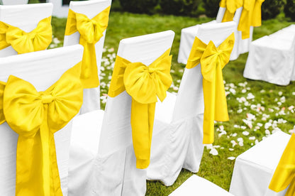 12 Pack Yellow Satin Table Runner 12 x 108 Inch Long Premium Table Runners for Wedding Party Events Decoration, Birthday Parties, Banquets Decorations, Graduations, Engagements