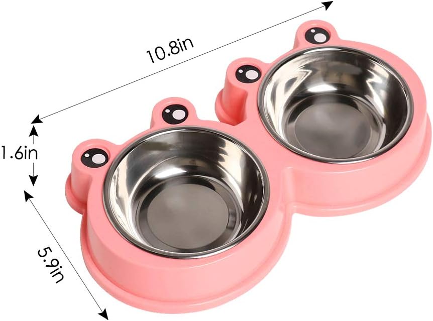 Stainless Steel Pet Bowls, Double Food & Water Bowls for Dogs, Cats & Rabbit, Non-Slip Pet Feeder with Cute Modeling, BPA Free, Dishwasher Safe