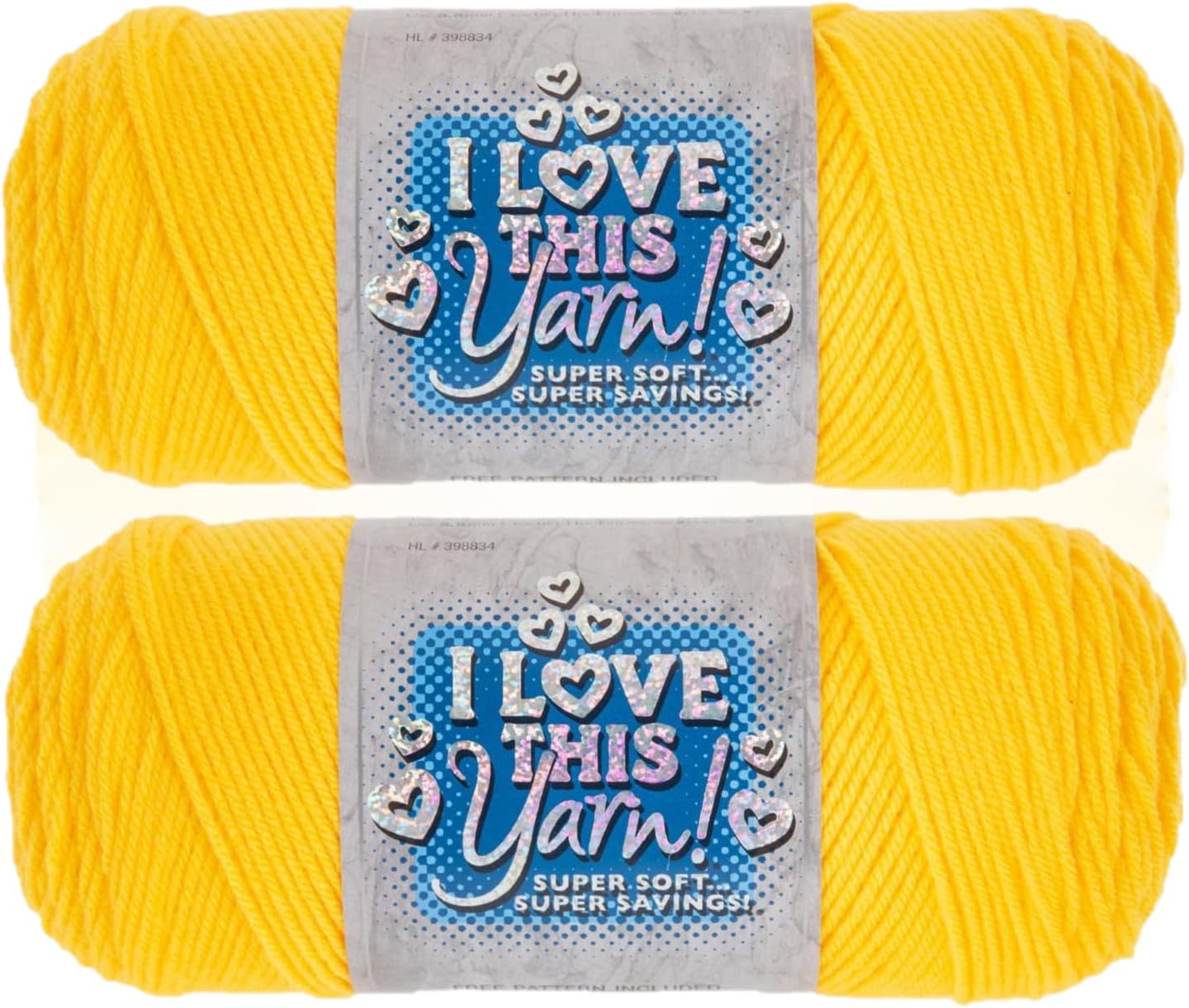 I Love This Yarn 100% Acrylic, 330 Yellow, Set of 2 | 4 Medium Weight, 355 Yards Per Skien, For Crocheting & Knitting