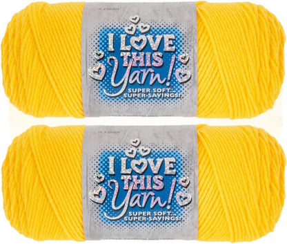 I Love This Yarn 100% Acrylic, 330 Yellow, Set of 2 | 4 Medium Weight, 355 Yards Per Skien, For Crocheting & Knitting