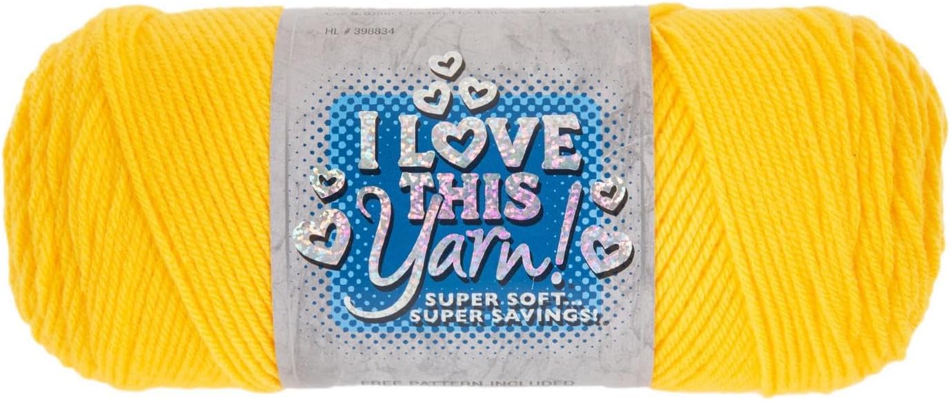 I Love This Yarn 100% Acrylic, 330 Yellow, Set of 2 | 4 Medium Weight, 355 Yards Per Skien, For Crocheting & Knitting