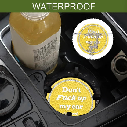 4PCS Bling Car Cup Holder Coaster, 2.75 Inch Anti-Slip Auto Insert Cup Coaster, Universal Interior Decor Accessories Crystal Car Drink Cup Mat Perfect for Women Girls (Yellow, 4PCS)