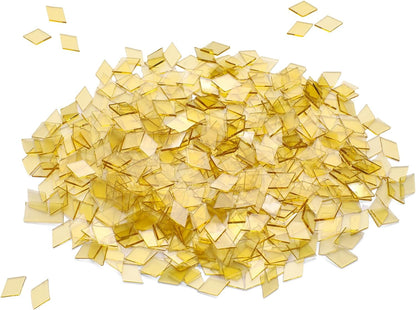 520pcs/100g Diamond Mosaic Tiles, High Transparency Stained Glass Mosaic Tiles, DIY Handmade Lampshade Artwork and Stained Glass Projects, Yellow