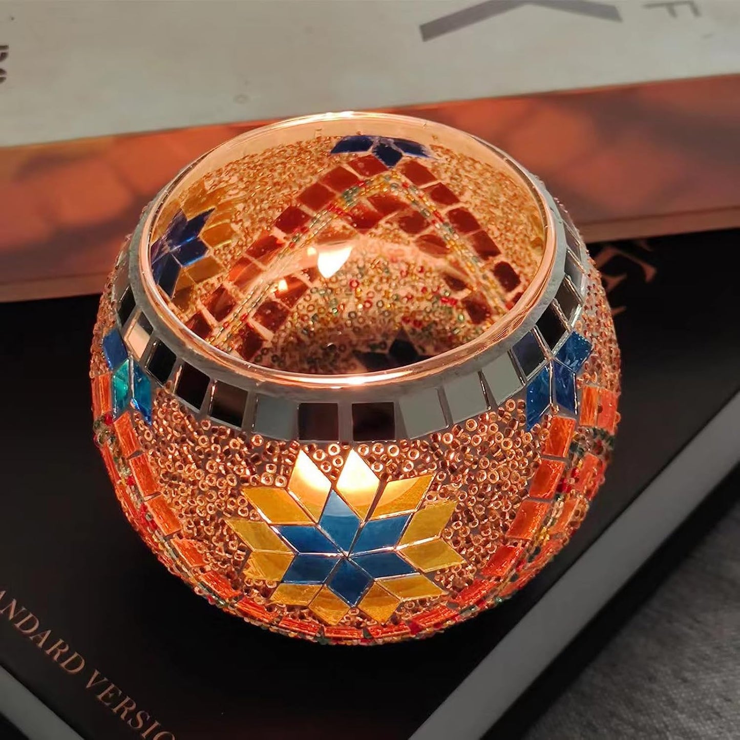 520pcs/100g Diamond Mosaic Tiles, High Transparency Stained Glass Mosaic Tiles, DIY Handmade Lampshade Artwork and Stained Glass Projects, Yellow