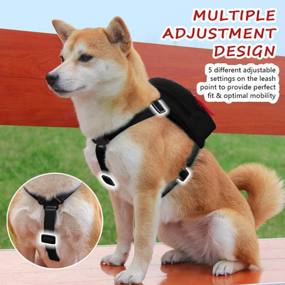 Dog Backpack Harness with Leash,Cute Pet Puppy Backpacks Bulid-in Dog Poop Bag Dispenser,Adjustable Pets Self Carrier Bag for Small Medium Dogs Travel Hiking Daily Walking(S, Yellow)