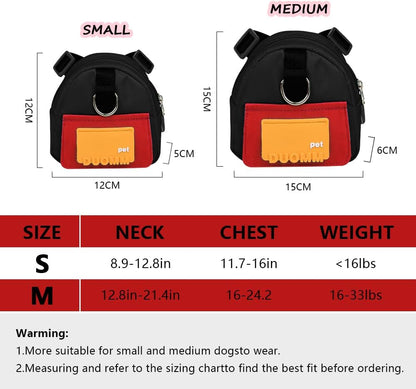 Dog Backpack Harness with Leash,Cute Pet Puppy Backpacks Bulid-in Dog Poop Bag Dispenser,Adjustable Pets Self Carrier Bag for Small Medium Dogs Travel Hiking Daily Walking(S, Yellow)