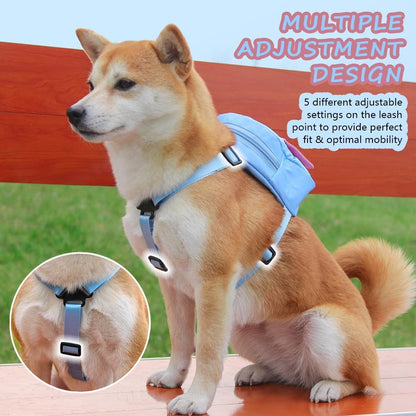 Dog Backpack Harness with Leash,Cute Pet Puppy Backpacks Bulid-in Dog Poop Bag Dispenser,Adjustable Pets Self Carrier Bag for Small Medium Dogs Travel Hiking Daily Walking(S, Yellow)