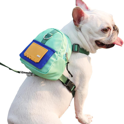 Dog Backpack Harness with Leash,Cute Pet Puppy Backpacks Bulid-in Dog Poop Bag Dispenser,Adjustable Pets Self Carrier Bag for Small Medium Dogs Travel Hiking Daily Walking(S, Yellow)