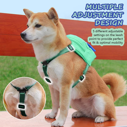 Dog Backpack Harness with Leash,Cute Pet Puppy Backpacks Bulid-in Dog Poop Bag Dispenser,Adjustable Pets Self Carrier Bag for Small Medium Dogs Travel Hiking Daily Walking(S, Yellow)