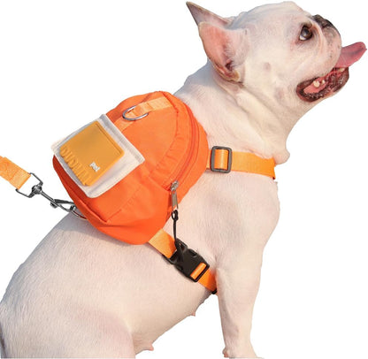 Dog Backpack Harness with Leash,Cute Pet Puppy Backpacks Bulid-in Dog Poop Bag Dispenser,Adjustable Pets Self Carrier Bag for Small Medium Dogs Travel Hiking Daily Walking(S, Yellow)