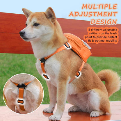 Dog Backpack Harness with Leash,Cute Pet Puppy Backpacks Bulid-in Dog Poop Bag Dispenser,Adjustable Pets Self Carrier Bag for Small Medium Dogs Travel Hiking Daily Walking(S, Yellow)