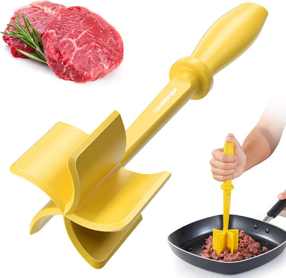 5-Curve Blade Meat Masher for Ground Beef, Heat Resistant Hamburger Chopper, Non-Stick Mix and Chop Kitchen Tool