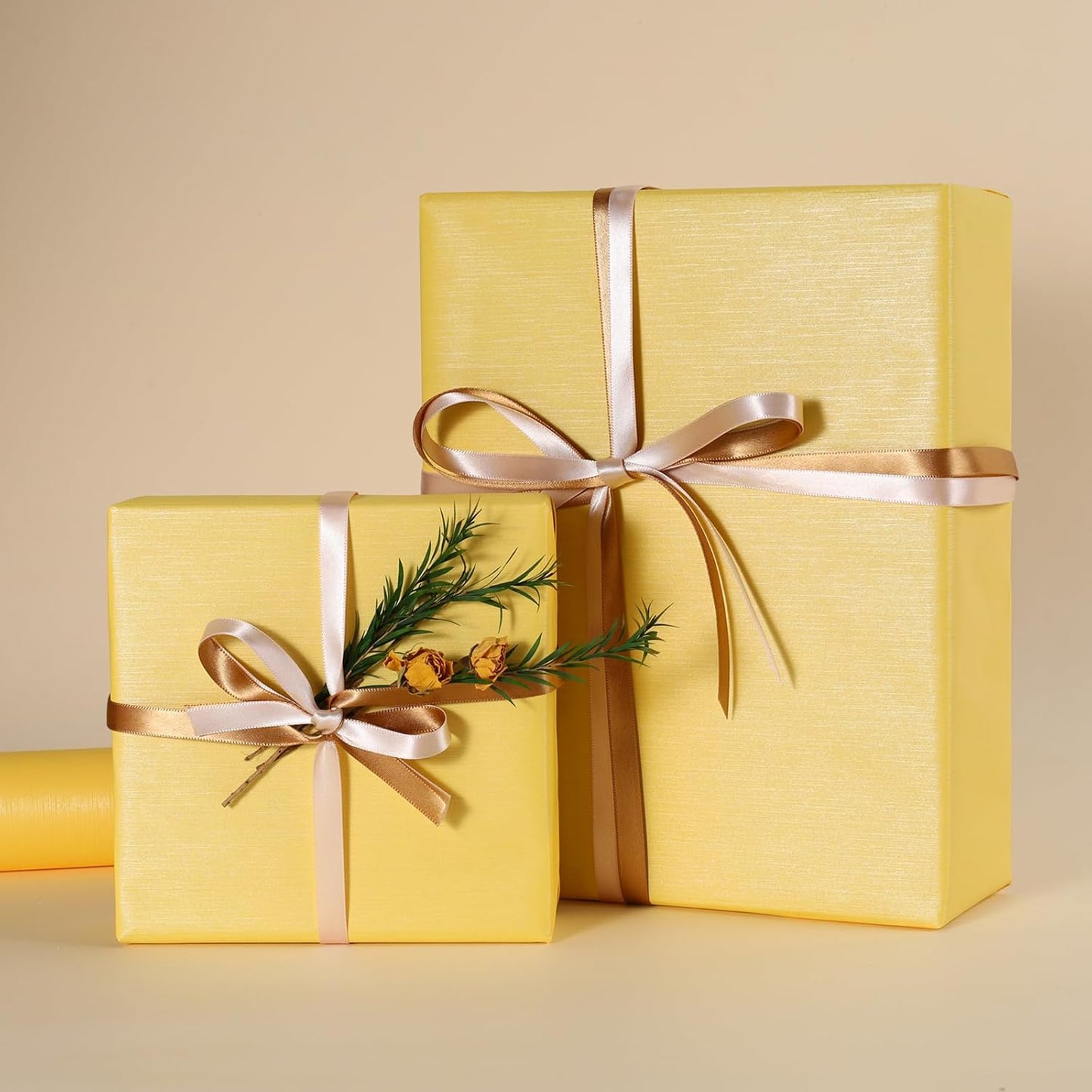Yellow Kraft Wrapping Paper Solid Color Matte Textured Gift Wrap | 17 Inch X 33 Feet, Birthday, Parties