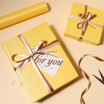 Yellow Kraft Wrapping Paper Solid Color Matte Textured Gift Wrap | 17 Inch X 33 Feet, Birthday, Parties