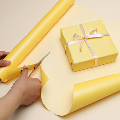 Yellow Kraft Wrapping Paper Solid Color Matte Textured Gift Wrap | 17 Inch X 33 Feet, Birthday, Parties