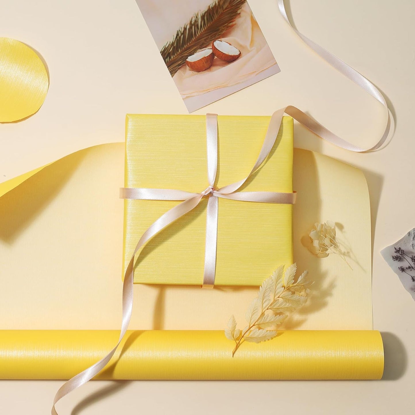 Yellow Kraft Wrapping Paper Solid Color Matte Textured Gift Wrap | 17 Inch X 33 Feet, Birthday, Parties
