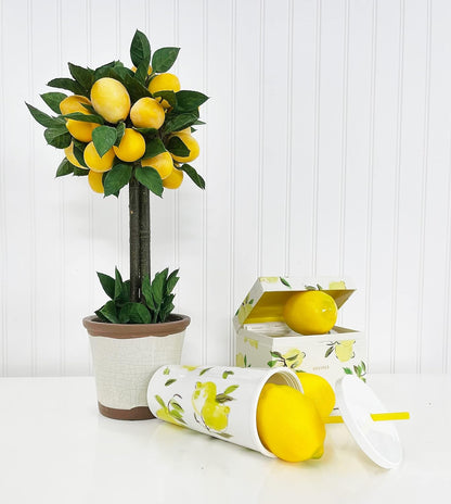 Insulated Tumbler with Reusable Straw, 20 Ounce Travel Cup with Lid, Lemons | Insulated Plastic Cup with Reusable Straw, Fruit Design, Cupholder Friendly, Travel Tumbler with Screw on Lid
