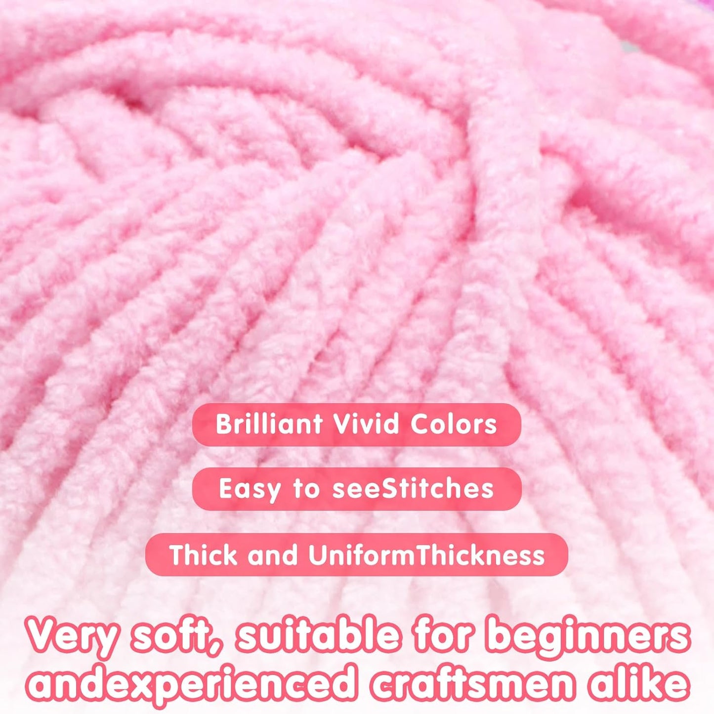 Chunky Yarn for Crocheting and Knitting - Easy to Use Plush Chenille Super Bulky Yarn 100g/131yds - Ultra Soft Velvet Baby Blanket Yarn for Beginners & Amigurumi Projects, Vivid Yellow