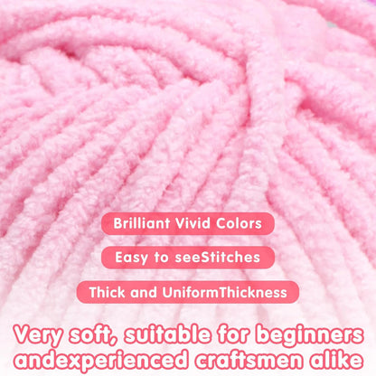 Chunky Yarn for Crocheting and Knitting - Easy to Use Plush Chenille Super Bulky Yarn 100g/131yds - Ultra Soft Velvet Baby Blanket Yarn for Beginners & Amigurumi Projects, Vivid Yellow