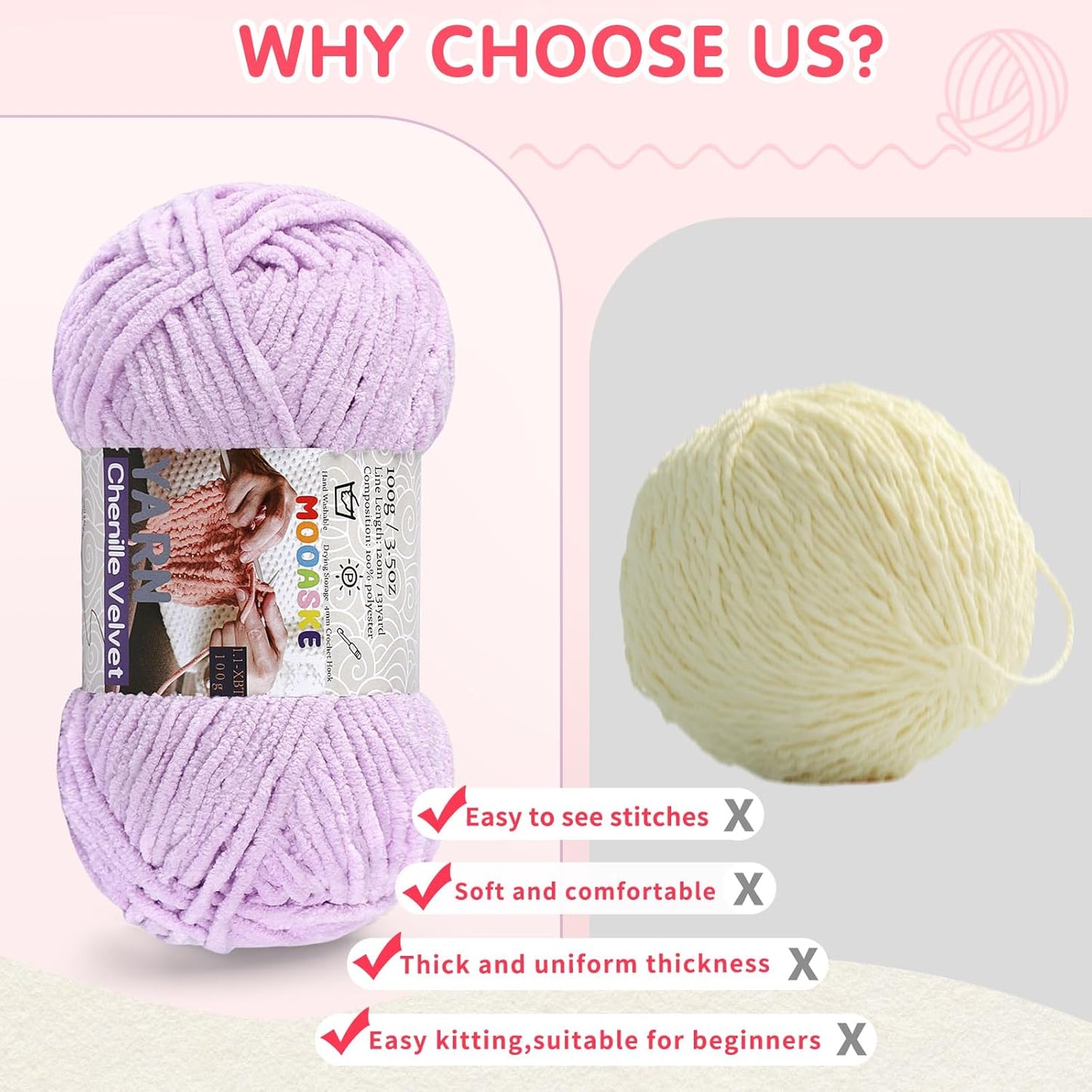 Chunky Yarn for Crocheting and Knitting - Easy to Use Plush Chenille Super Bulky Yarn 100g/131yds - Ultra Soft Velvet Baby Blanket Yarn for Beginners & Amigurumi Projects, Vivid Yellow