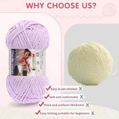 Chunky Yarn for Crocheting and Knitting - Easy to Use Plush Chenille Super Bulky Yarn 100g/131yds - Ultra Soft Velvet Baby Blanket Yarn for Beginners & Amigurumi Projects, Vivid Yellow
