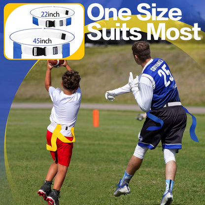 Flag Football Belts, Set of Flag Football Flags for Kids Adults, and Youth, Adjustable Flag Football Set 14 Players