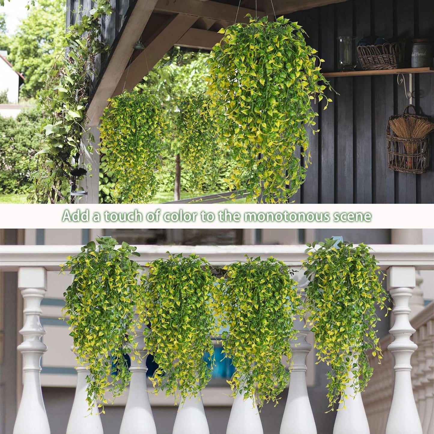 Artificial Hanging Eucalyptus Plant 4PCS 33in UV Resistant Greenery | No Maintenance,Fade Resistant,Thick Plastic Ivy Swag Indoor Outdoor Home Office Garden Porch Wedding Party Wall Decor(Yellow)