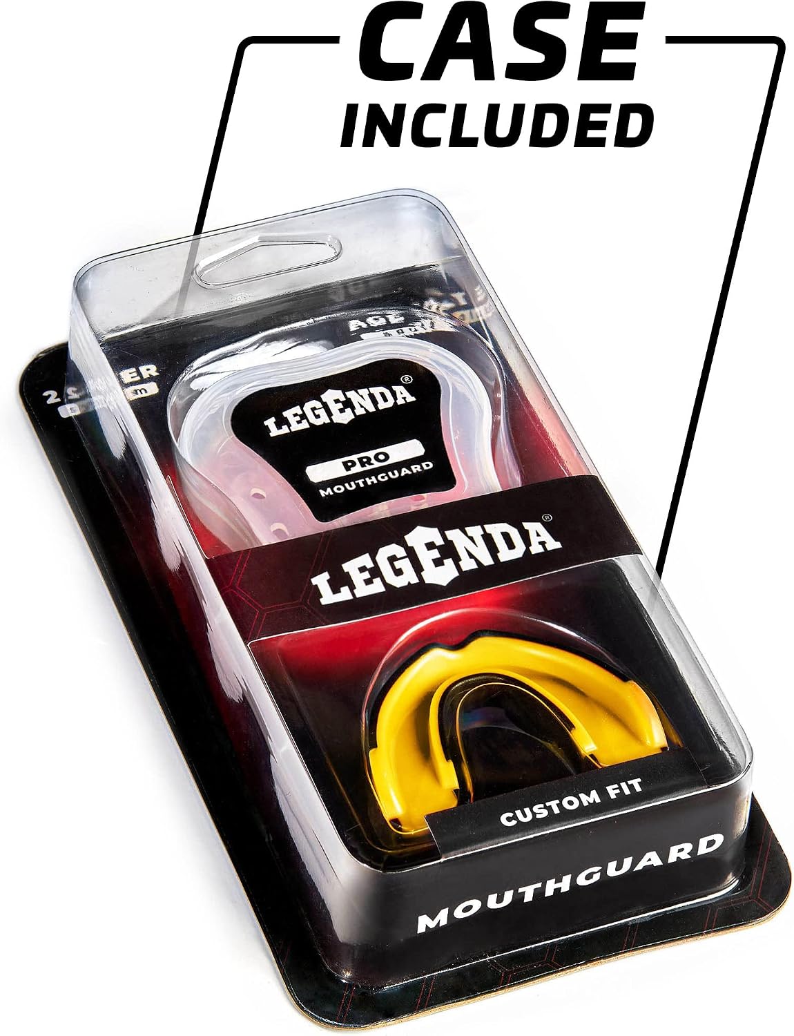 Legenda Mouth Guard Sports w/Case, Professional Mouthguard for Boxing, Football, Hockey, Jiu Jitsu, Muay Thai, MMA, Wrestling and High Contact Sports, Fits Adults, Youth, Kids 11+ (Black/Yellow)