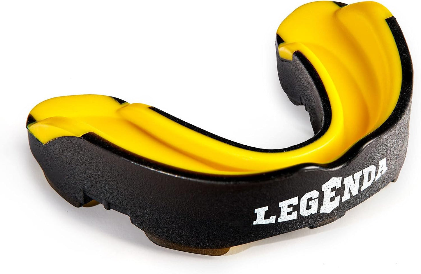 Legenda Mouth Guard Sports w/Case, Professional Mouthguard for Boxing, Football, Hockey, Jiu Jitsu, Muay Thai, MMA, Wrestling and High Contact Sports, Fits Adults, Youth, Kids 11+ (Black/Yellow)