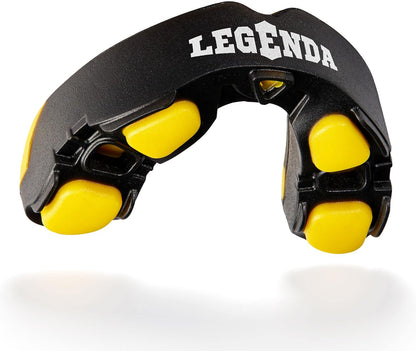 Legenda Mouth Guard Sports w/Case, Professional Mouthguard for Boxing, Football, Hockey, Jiu Jitsu, Muay Thai, MMA, Wrestling and High Contact Sports, Fits Adults, Youth, Kids 11+ (Black/Yellow)
