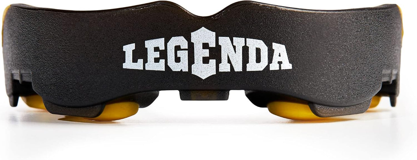 Legenda Mouth Guard Sports w/Case, Professional Mouthguard for Boxing, Football, Hockey, Jiu Jitsu, Muay Thai, MMA, Wrestling and High Contact Sports, Fits Adults, Youth, Kids 11+ (Black/Yellow)