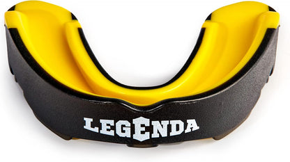 Legenda Mouth Guard Sports w/Case, Professional Mouthguard for Boxing, Football, Hockey, Jiu Jitsu, Muay Thai, MMA, Wrestling and High Contact Sports, Fits Adults, Youth, Kids 11+ (Black/Yellow)