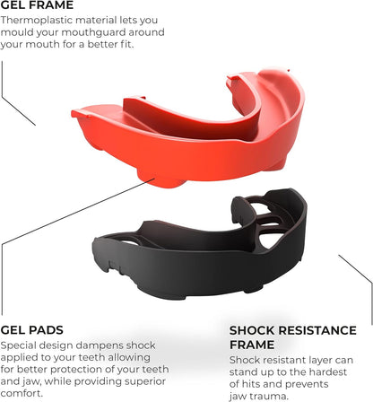Legenda Mouth Guard Sports w/Case, Professional Mouthguard for Boxing, Football, Hockey, Jiu Jitsu, Muay Thai, MMA, Wrestling and High Contact Sports, Fits Adults, Youth, Kids 11+ (Black/Yellow)