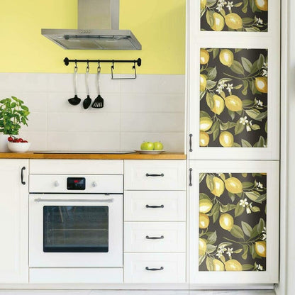 Lemon Zest Yellow and Teal Peel and Stick Wallpaper, Vinyl, 20.5-in x 16.5-ft, Made in USA