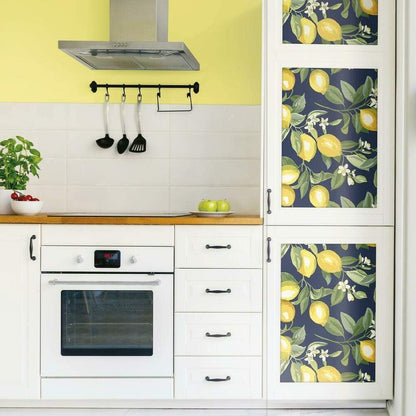 Lemon Zest Yellow and Teal Peel and Stick Wallpaper, Vinyl, 20.5-in x 16.5-ft, Made in USA