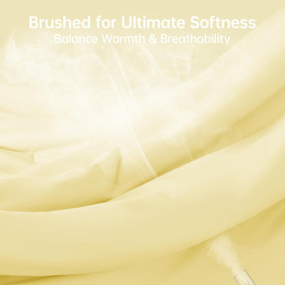 Queen Comforter Set, All Season Ultra Soft Down Alternative Bedding - 3 Piece Lightweight Bed Set Includes 1 Comforter (90"x90") and 2 Pillow Shams (20"x26"), Cream Yellow