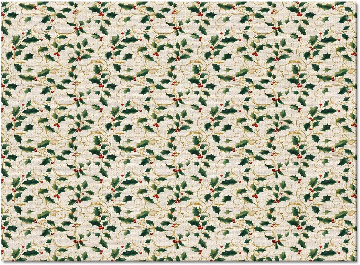 Christmas Green Yellow Berry Area Rug for Living Room 2.7x5 Modern Rug Washable Abstract Area Rug Large Non Slip Winter Botanical Xmas Plants Beige Floor Carpet Mat Soft Indoor Rug for Bedroom Nursery