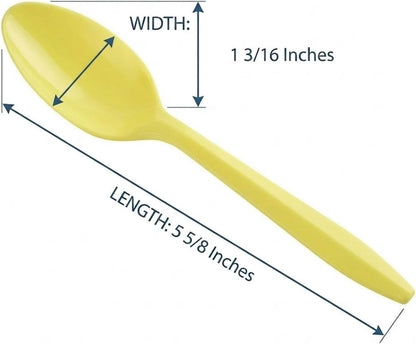 Plastic Teaspoons, Yellow Spoons, 50-Pack | Medium Heavyweight, Disposable, For Ice Cream, Frozen Yogurt, Gelato, Party Supplies