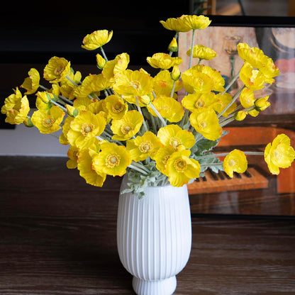 Artificial Flowers 6 Stems Poppy Silk Bouquet,for Wedding, Home, Party Decoration,Table Centerpiece Arrangement(Yellow)