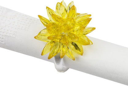 Crystal Design Collection Napkin Rings - Set of 4 (Yellow, 2"x2")