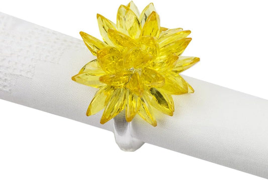 Crystal Design Collection Napkin Rings - Set of 4 (Yellow, 2"x2")