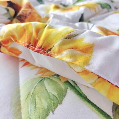 Sunflower Comforter Set Full 3 Pieces, Soft Microfiber Lightweight Sunflower Comforter Full with 2 Pillowcases, Yellow Floral Bedding All Season