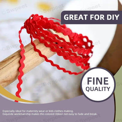 1 Roll 27 Yard Yellow Rick Rack Trim Ribbon Kit, Wave Sewing Bending Fringe Trim Lace Ribbon for Gift Wrapping Supplies Sewing Crafts Clothes Gift Wrapping Party