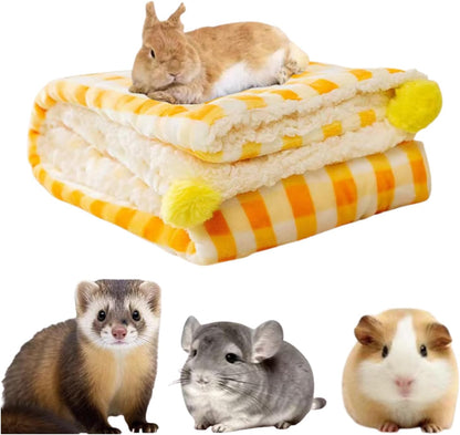 Guinea Pig Bedding Mat - Washable Rat Cage Liner Bedding Accessories Soft Fleece Blankets for Rat, Rabbit, Chinchilla, Hedgehog, Ferret, Kitten, Puppy, Cat and Small Animals (Yellow,S)