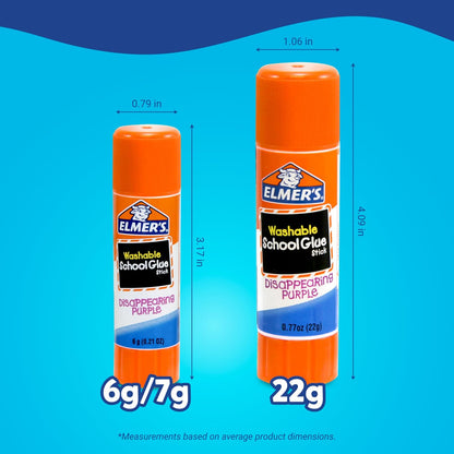 Disappearing Purple School Glue Sticks, Washable, 22 Grams, 3 Count - Poster, Vision Board, Back to School Supplies, #1 Teacher Brand