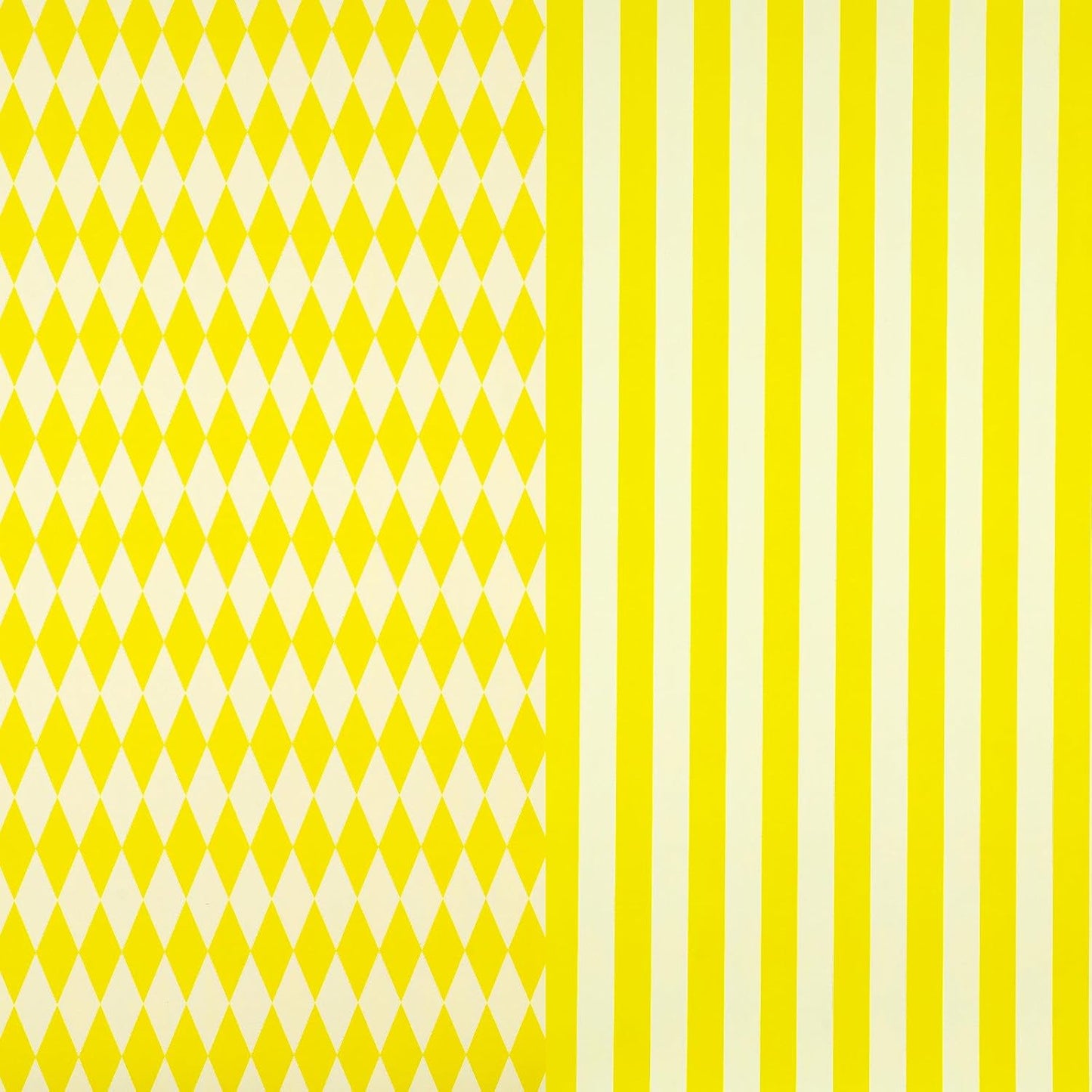 Reversible Wrapping Paper Roll, Mini Roll, Yellow and White Stripes and Diamond Pattern Gift Wrap for Birthday, Wedding, Easter, Spring, Baby Shower, Bridal Shower, 17 Inches x 16.4 Feet