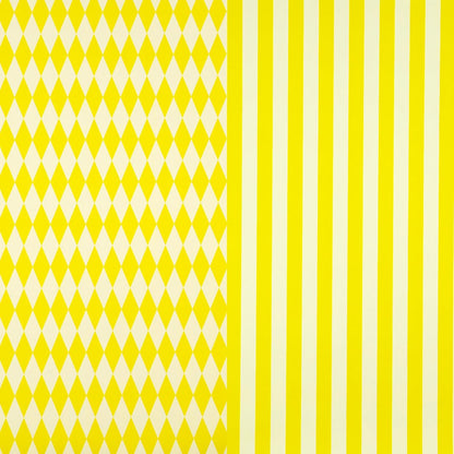 Reversible Wrapping Paper Roll, Mini Roll, Yellow and White Stripes and Diamond Pattern Gift Wrap for Birthday, Wedding, Easter, Spring, Baby Shower, Bridal Shower, 17 Inches x 16.4 Feet